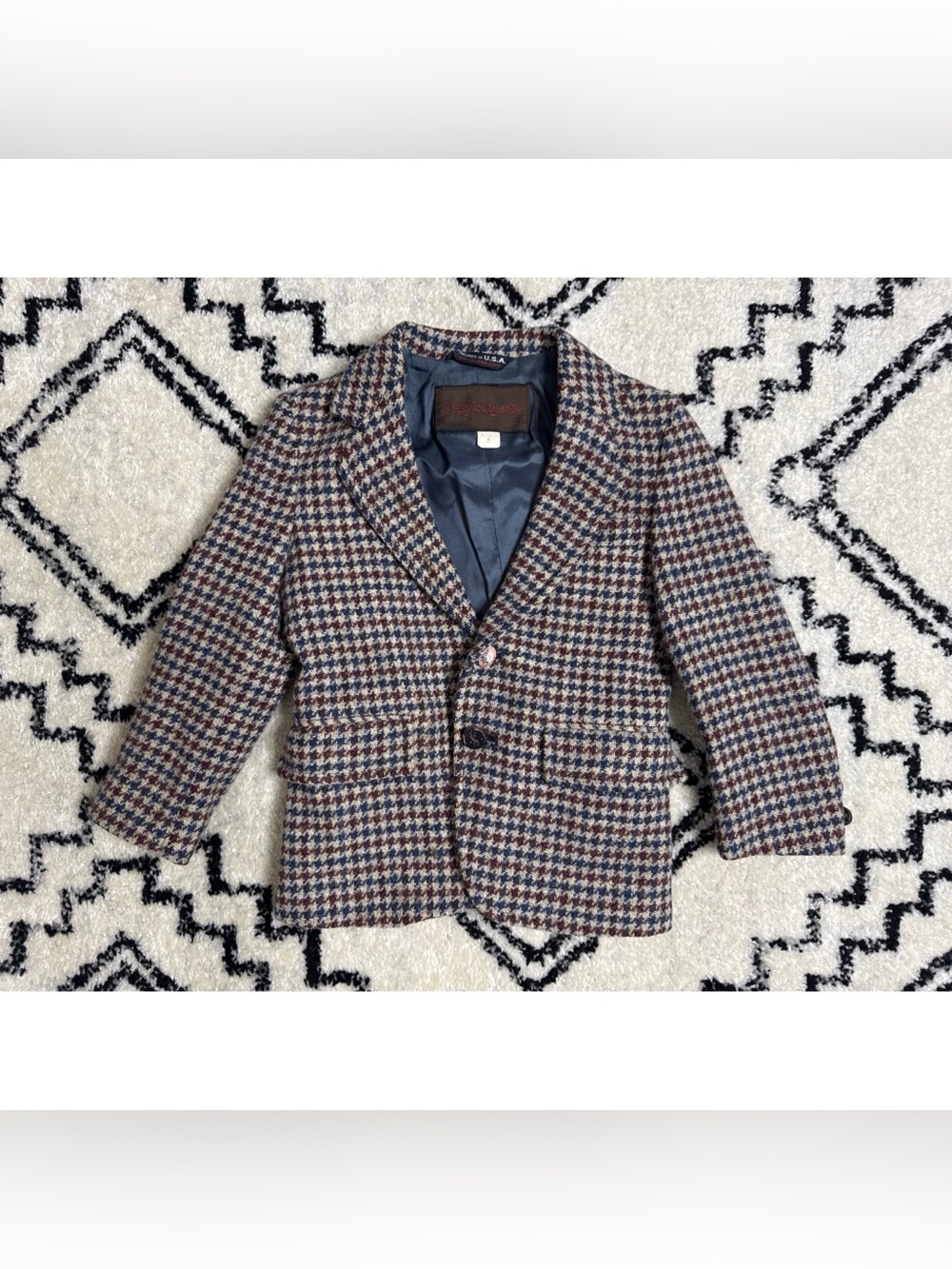 Vintage Yves Saint Laurent YSL Houndstooth Boys Blazer Size 6